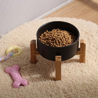 Petygooing 28 OZ Black Elevated/Raised Ceramic Dog Bowl for Small and Medium Breeds, Dog Food Water Dish with Stand,Pet Feeding Bowl with Anti Slip Rubber for Cats Small and Medium Dogs (3.6 Cups)