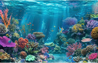 Under The Sea Aquarium Background Turquoise Underwater World Theme - 24(W)x16(H)in / Blue Brown