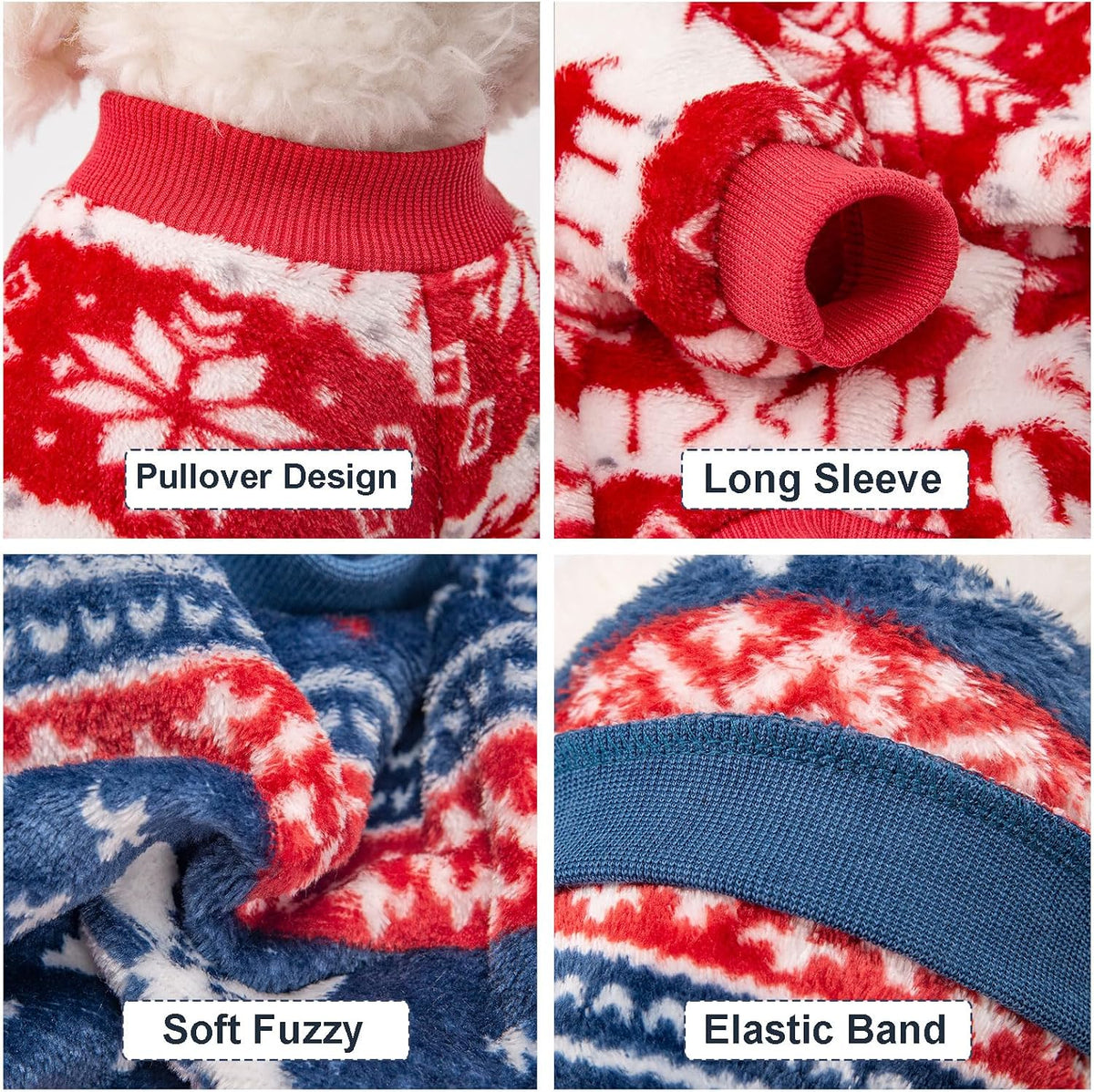 3 Pack Dog Sweaters, Dog Clothes for Small Dogs Girl Boy – Essentials for Dogs - X-Small / Xmas Red+Xmas Blue - image 4