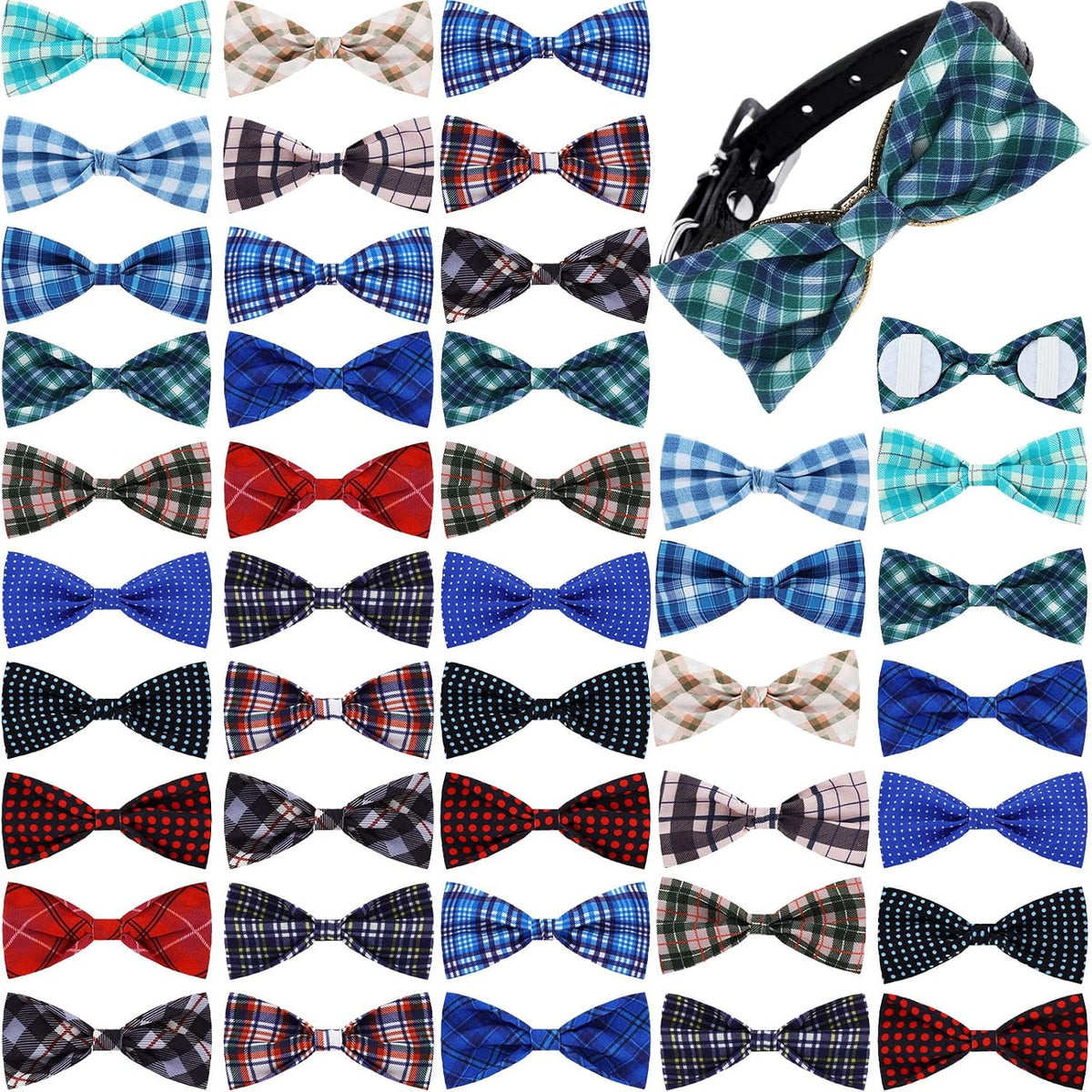 Weewooday 16 Pack Plaid Dog Bowties for Small Dogs Slide on Collar – Essentials for Dogs