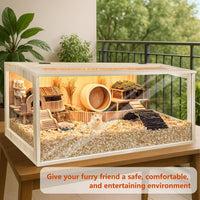 Hamster Cage Chewproof, Large Hamster Cages and Habitats - Natural Oak Wood / 48"L x 20"W x 20"H / Openable Wooden Roof - image 4