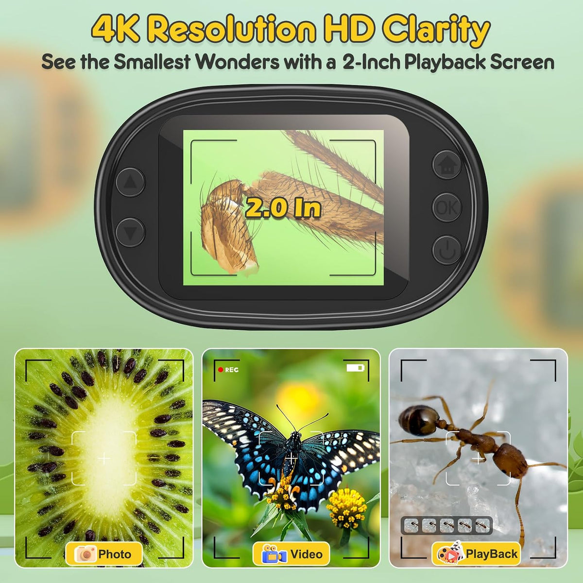 Kids Digital Microscope Science Gift: Complete STEM Toy Kit for Ages - Yellow - image 3