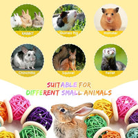 2 Pcs Natural Grass Chew Balls for Rabbits, Chinchillas, Hamsters & Mice - Safe Dental Health Toys for Teeth Grinding, Chewing & Dental Care, Small Animal Enrichment Chew Toys