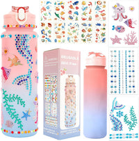 OZOSHINE decorate your own water bottle kit for girls with gem stickers and gift box
