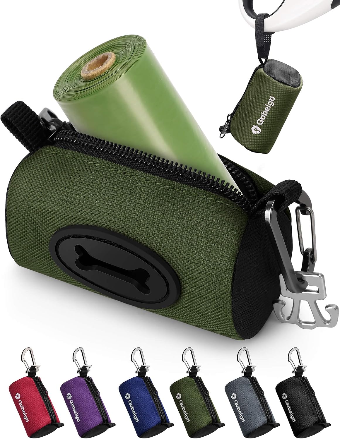 Gobeigo Dog Poop Bag Holder with Used Bag Carrier – Essentials for Dogs - Army Green