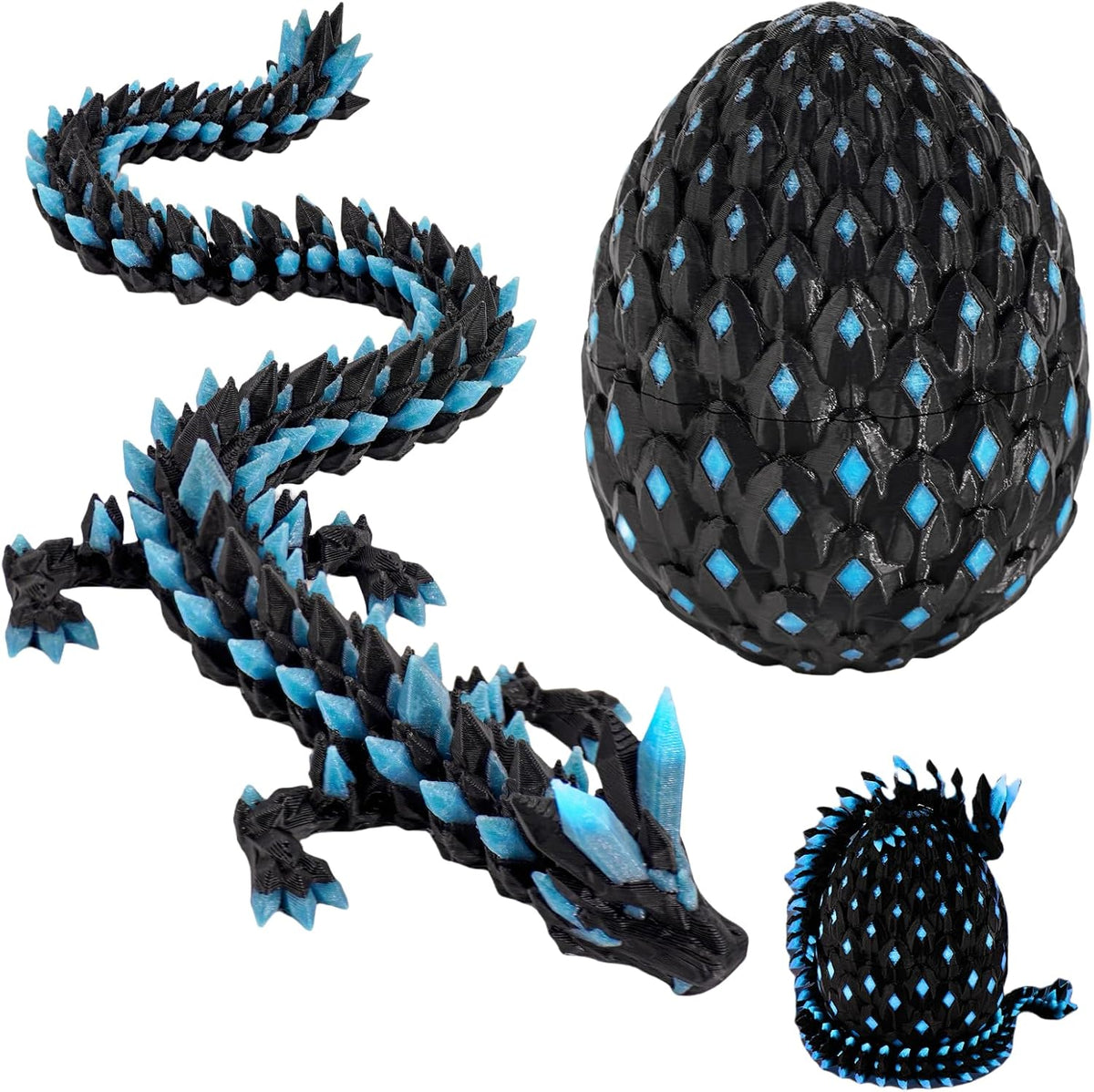 Waaaandefu 3D printed articulated dragon with matching egg in Void Amethyst - view 3