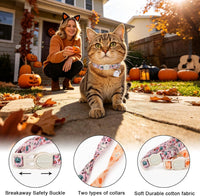 ARING PET 2 Pack Cat Collar-Cute Cotton Cat Collar Breakaway - Halloween Pink & Orange Ghost - image 2