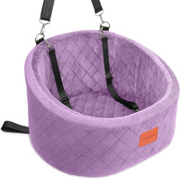 Lealchum Dog Car Seat for Small Dogs Up to 30 Lbs with 2 Safety Dog - Purple / Small