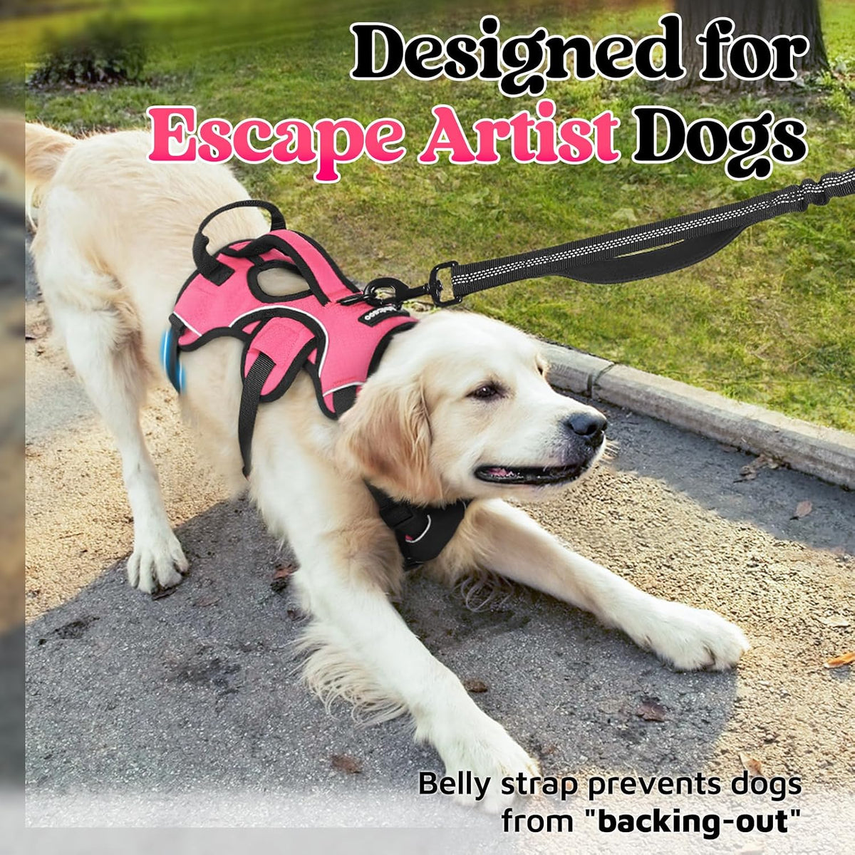 rabbitgoo Escape Proof Dog Harness for Large - Peach Pink / Large - image 2