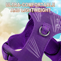 Dog Harness Step in Dog Vest Harness, Reflective Adjustable Puppy No Pull Harness Breathable Soft for Small and Medium Dogs Cats, Purple, XS