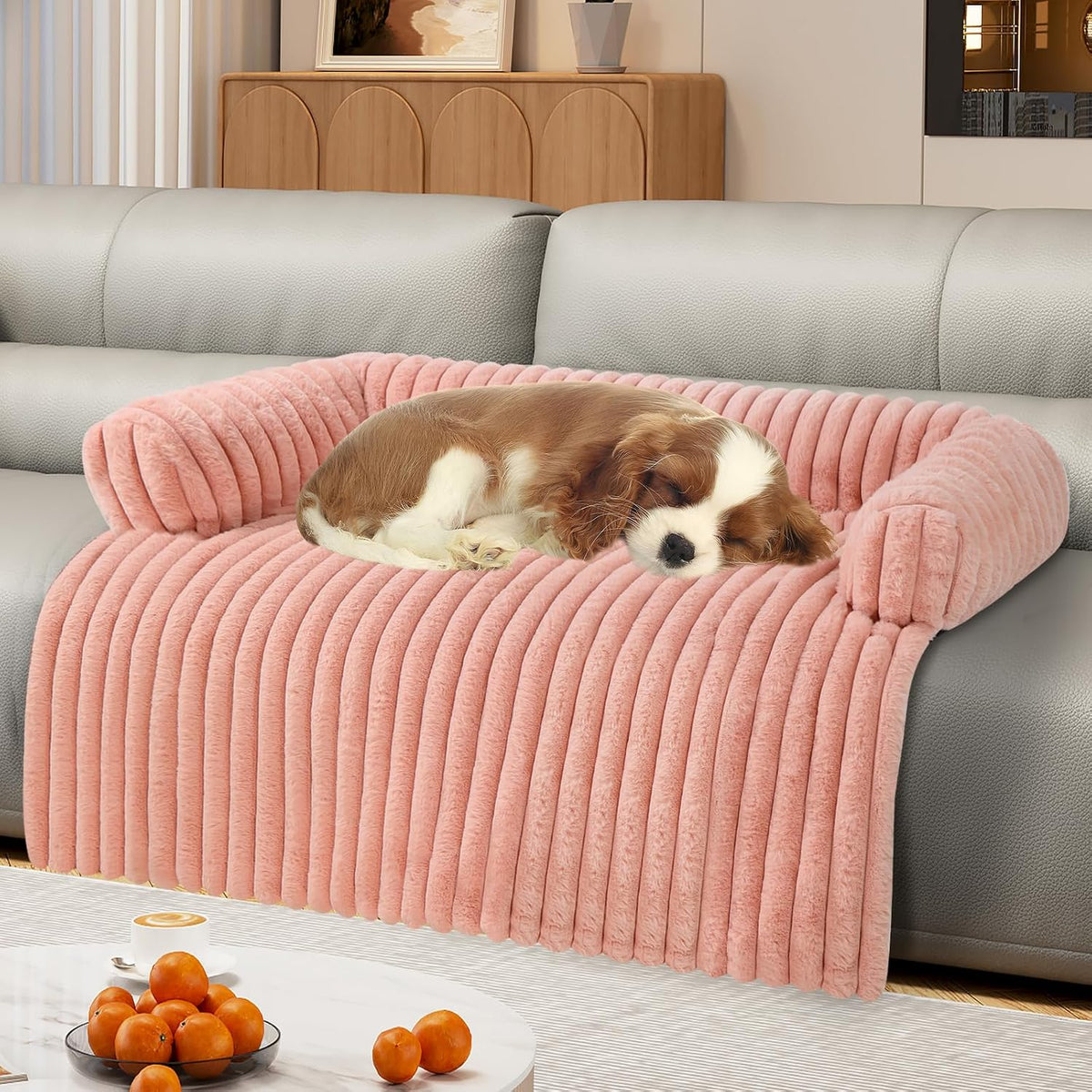 Luxurious Dog Couch Bed, Dog Couch Cover - Large(41*37*6 In) / Pink