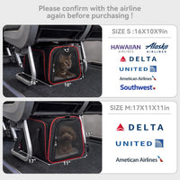 Petsfit Medium Expandable Cat Carrier for Air Travel - 17.0"L x 11.0"W x 11.0"H / Black - image 3