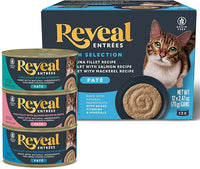 Reveal Entrées Natural Wet Cat Food Paté, Grain-Free with Added Vitamins & Minerals, Carrageenan-Free Fish Variety Selection Paté (12 x 2.47 oz Cans)