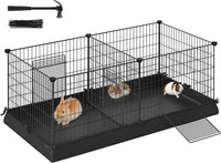 SONGMICS Pet Playpen, Small Animal Cage – Essentials for Small Pets - Black / 48.4"L x 24.8"W x 18.1"H / 7 Panels with Bottoms