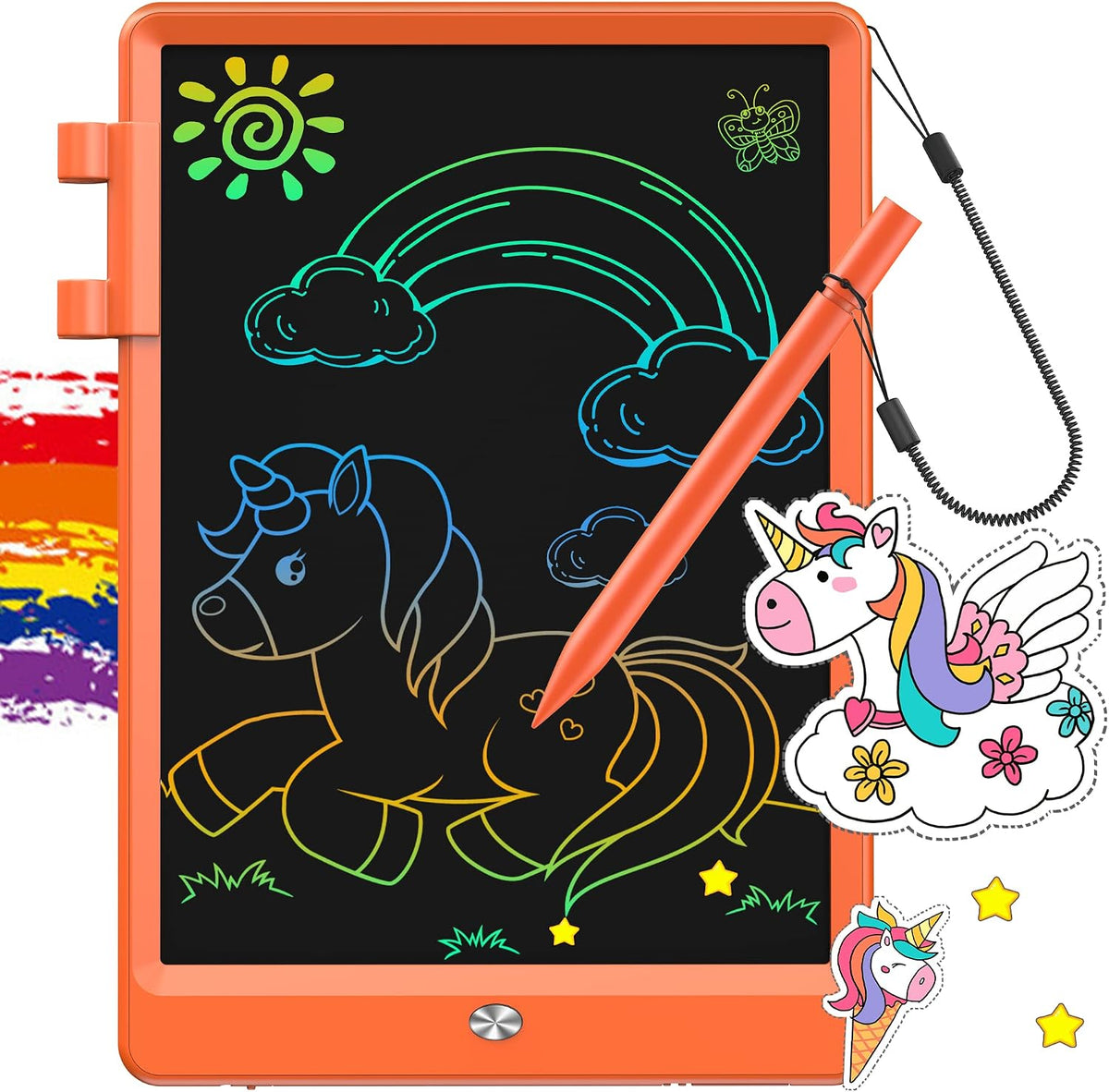 FLUESTON LCD Writing Tablet for Kids - 11"W x 7.5"H / Lively Orange