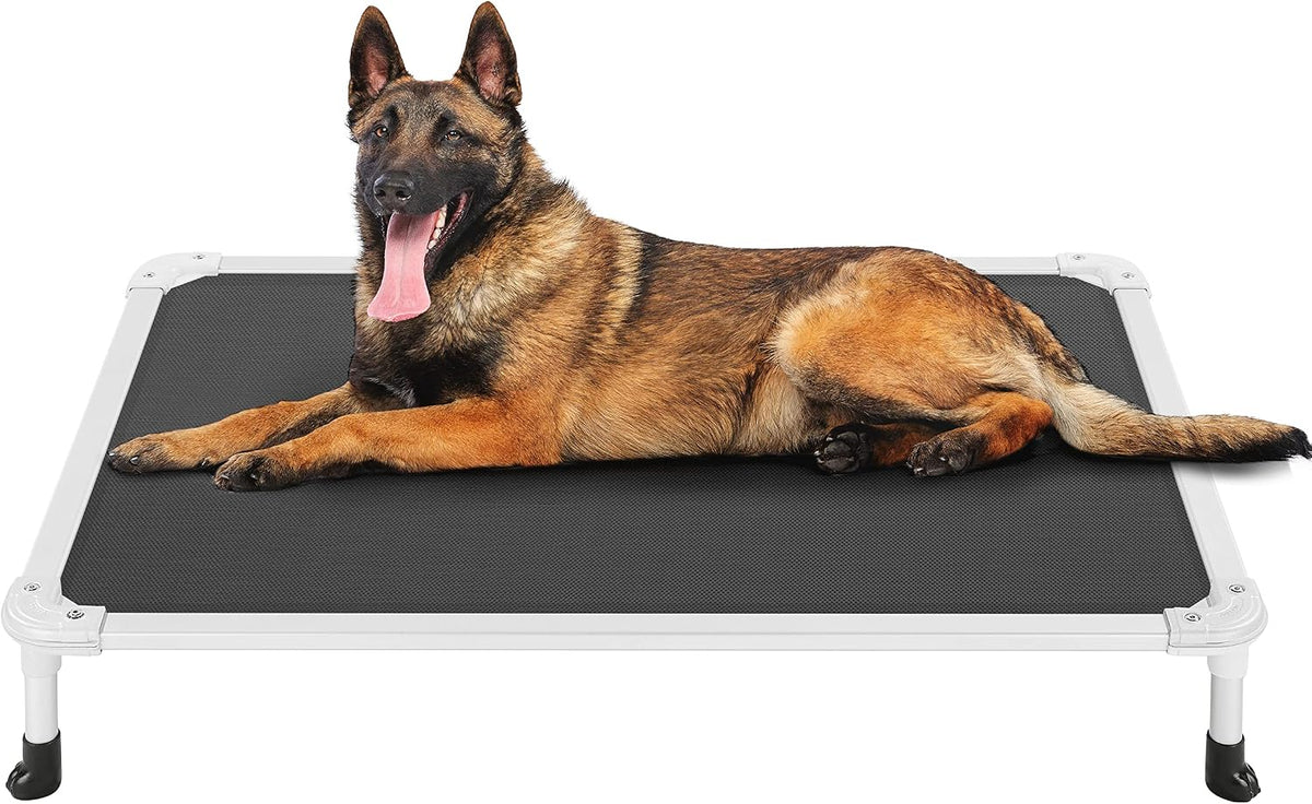 Veehoo Chew Proof Elevated Dog Bed, Cooling Raised Pet Cot - Black / 42.0"L x 30.0"W x 7.0"Th