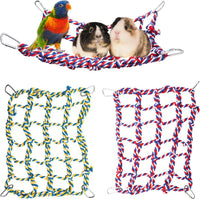 2 Pack Colorful Bird Rope Net, Pet Hanging Hammock - Small(11 × 8 Inches)