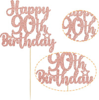 Gyufise 1Pc Happy 80th Birthday Cake Topper Glitter Cheers to 80 - 90th / Rose Gold - image 3
