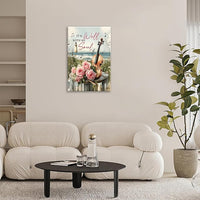 Violin Pictures Wall Art, Music Rustic Country Inspirational Bathroom Wall Decor, Coastal lighthouse Framed Painting Rose Aesthetics Canvas Artwork for Bedroom Living Room Decorations 24"L x 16"W