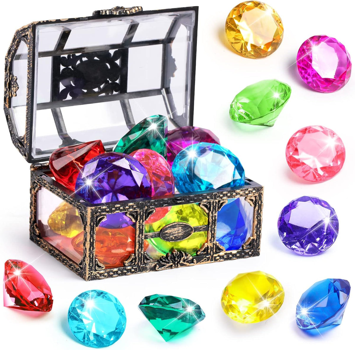 DISHIO Diving Gem Pool Toy 10PCS Big Colorful Diamond Diving Toy - 10pcs Multi-colored