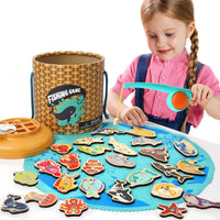 TOP BRIGHT wooden magnetic fishing game with 2 magnet poles and 26 numbered fish - view 2