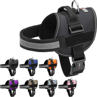 Dogline Dog Harness, Reflective No-Pull Adjustable Vest with Handle for Walking, Training, Breathable, No - Choke Harness for Small, Medium or Large Dogs Room for Patches Girth 27 to 34 in Black