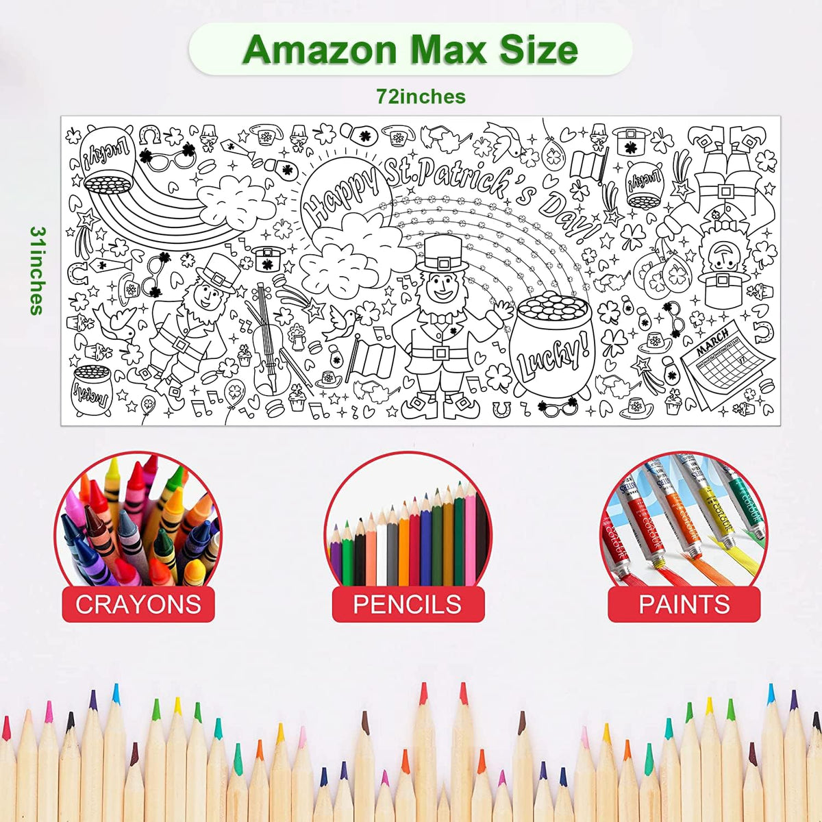 OHOME Halloween Giant Coloring Poster/Tablecloth-Halloween Crafts - St. Patricks Day - image 2