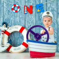 Haconba 10 inch blue plastic playground steering wheel with mounting hardware - view 13