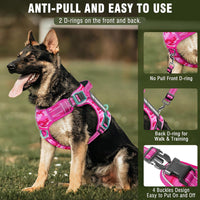 Tactical Dog Harness and Leash Set with 10 Patches for Large Dogs – Essentials for Dogs - Large / Camo Pink - image 3