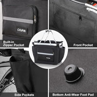 COFIT Detachable Bike Basket, Multi-Purpose Bicycle Handlebar Basket for Pet, Shopping, Commuter, Camping and Outdoor