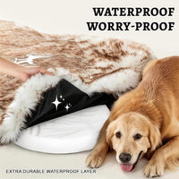 Faux Fur Dog Bed Rug for Large Dogs - Brown / Large, All Breed Sizes - image 3