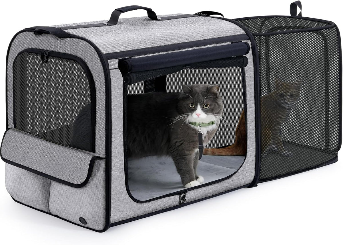 Dog Car Carrier Light Weight 24×17.7×20.5in - Gray(Expandable) / 24.0"L x 17.7"W x 20.5"H