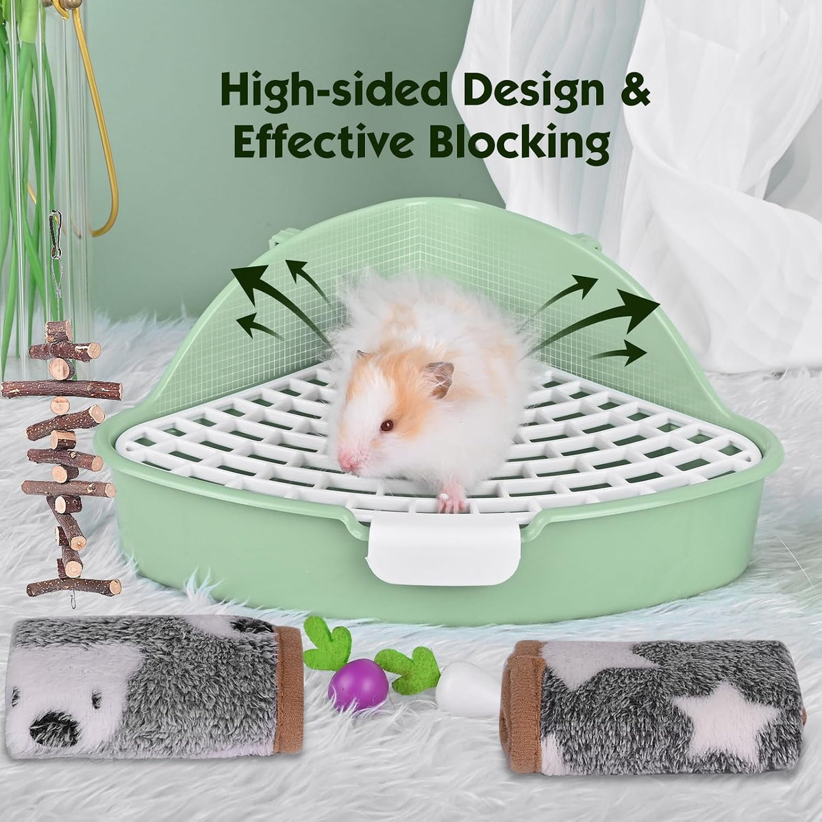 RUBYHOME Triangle Potty Trainer Corner Litter Bedding Box Pet Pan - Green - image 3