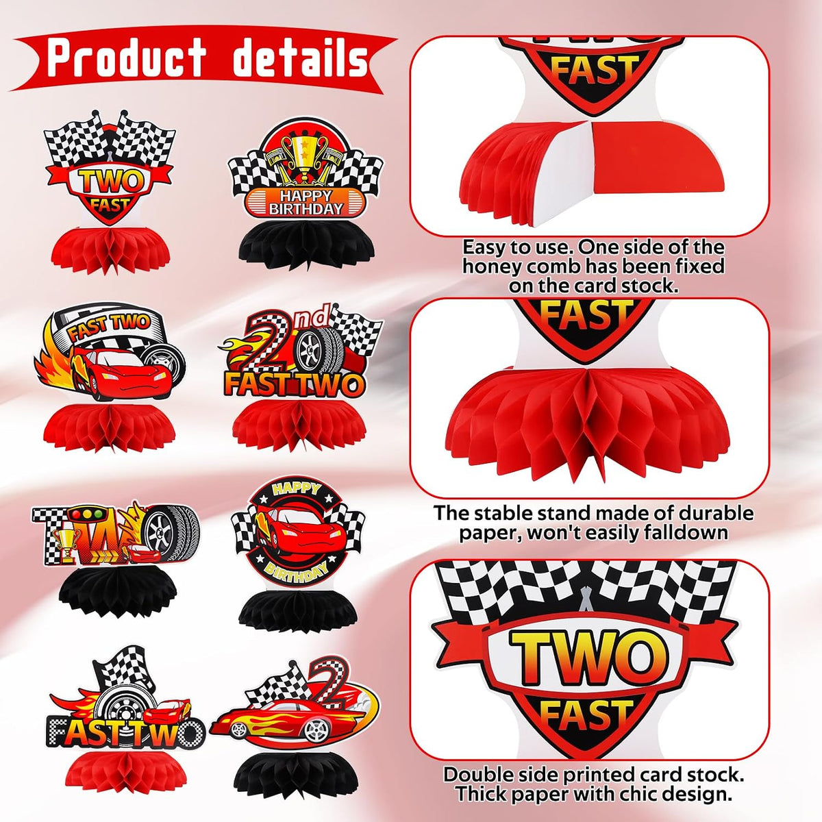 TONIFUL 1st Birthday Black Red Yellow Mouse Themed Table Centerpieces – Fun for Kids & Family - Race Two - image 3