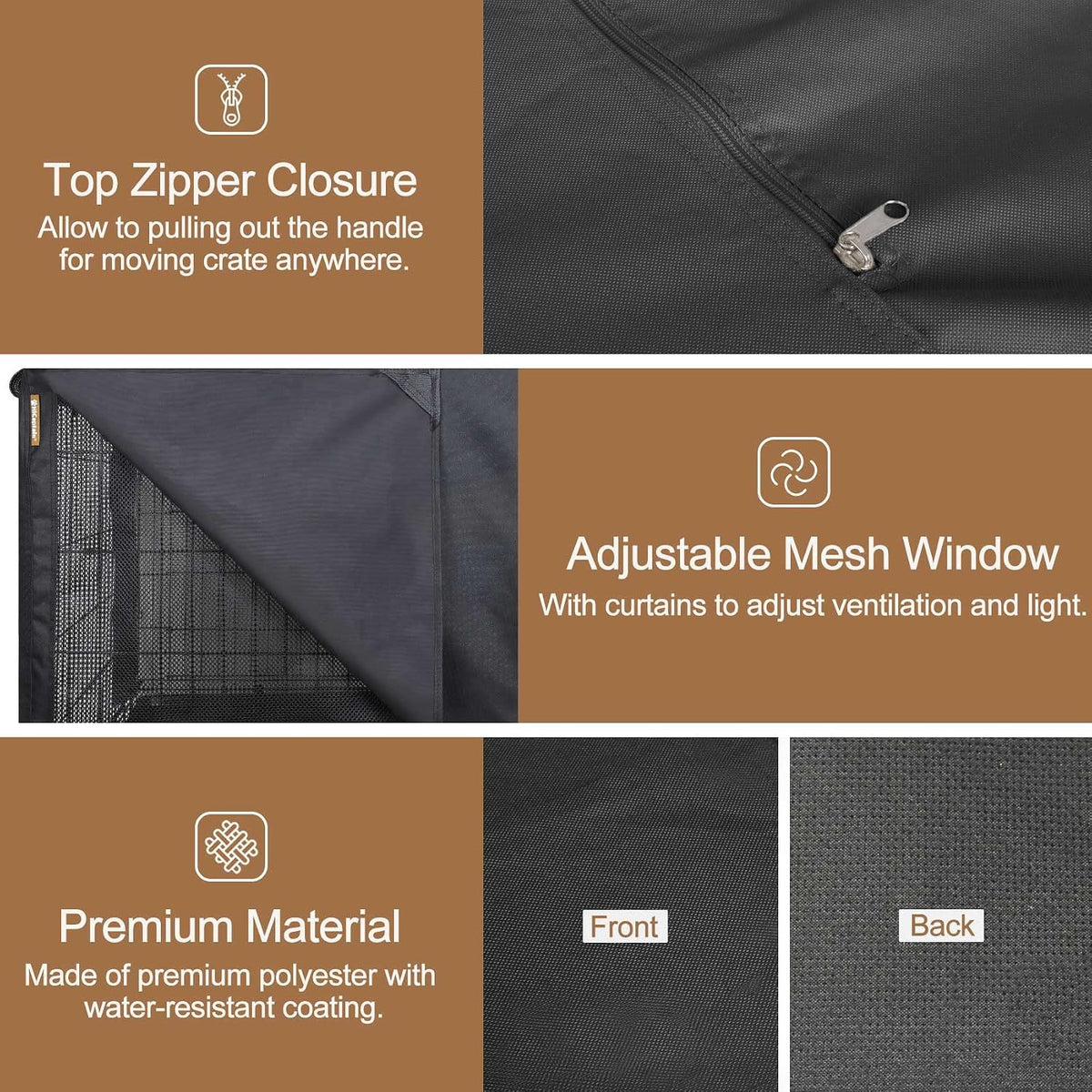 42-Inch Dog Crate Cover with Mesh, Waterproof Kennel Cover - 42.0"L x 28.0"W x 30.0"H / Black - image 4