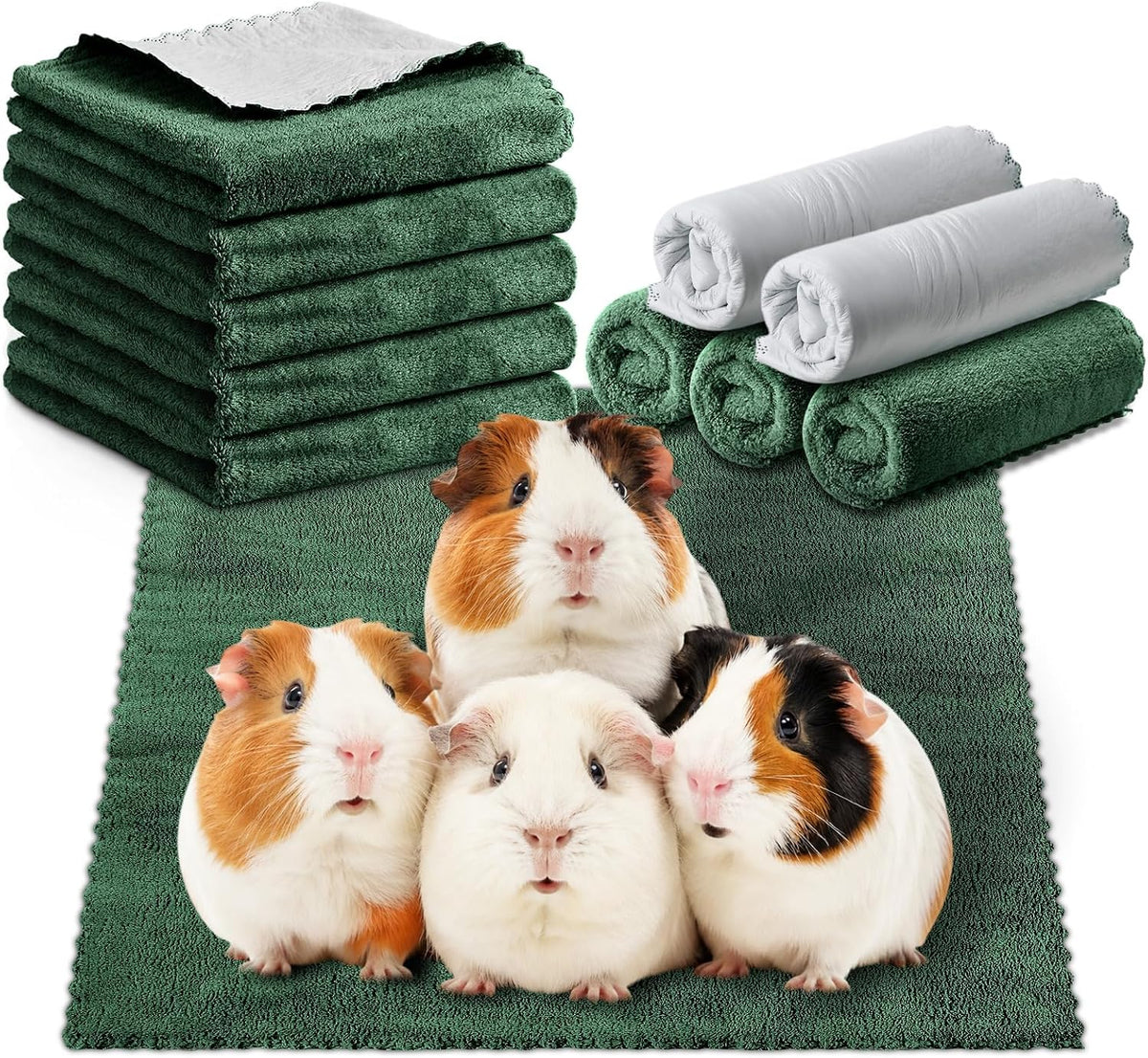 SmoothNovelty 5 Pcs Waterproof Guinea Pig Cage Liner - Dark Green / 12" X 12" / Classic