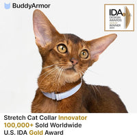 Safety Cat Collar Pro - U.S. IDA Gold Awarding Design, Elastic Quick Release Cat Collar with Buckle Non Breakaway - Lightweight for Kitten All Small Large Cats (Space Gray, S 5.9-11.8")