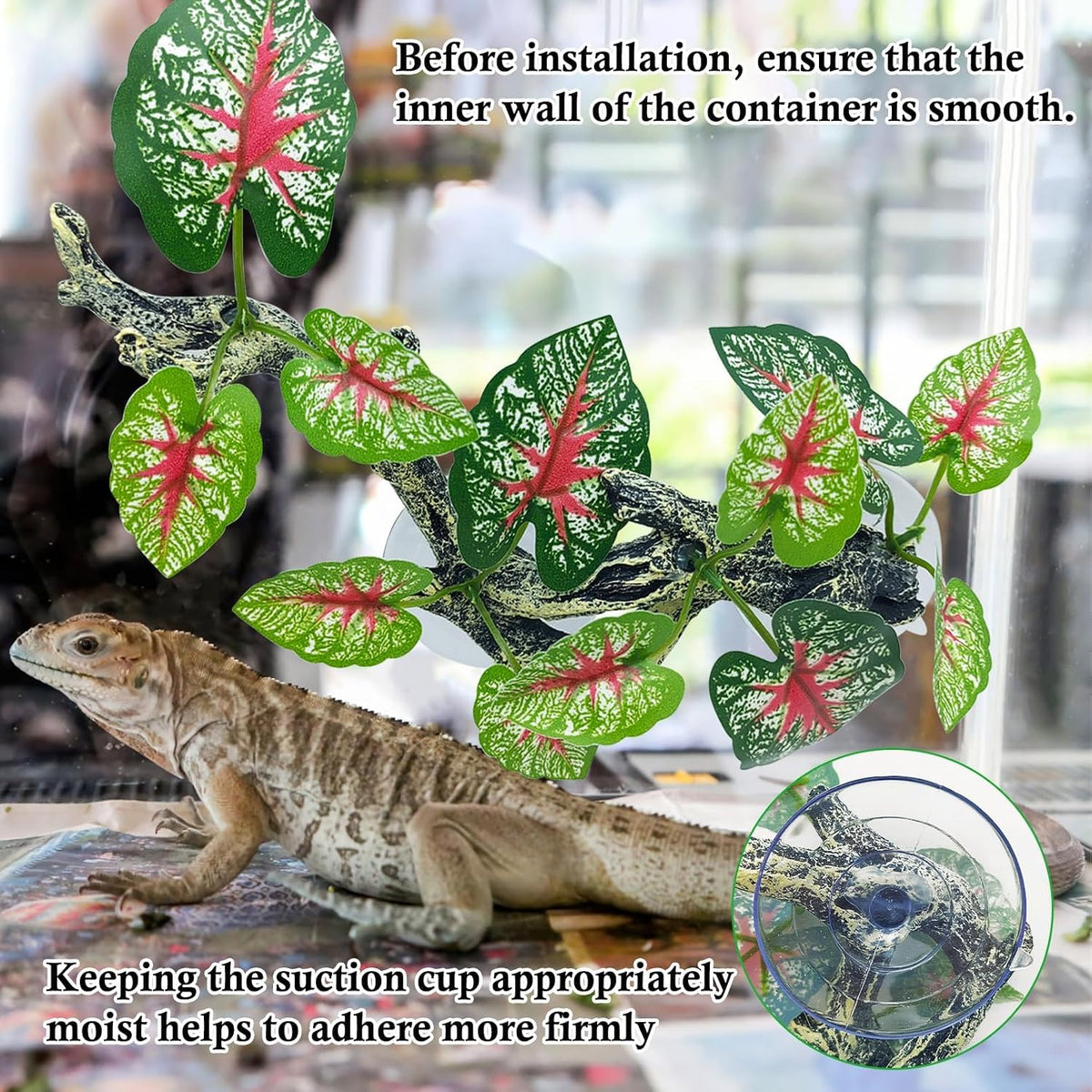 2 PCS Reptile Corner Branch - Green With Red - image 4