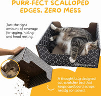 Hide & Scratch Cardboard Cat Scratcher Box & Bed Dark Grey Diamond Pad – Essentials for Cats - Dark Grey Diamond - image 4