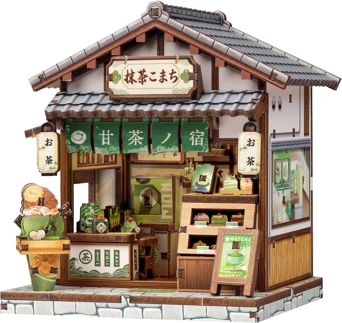 Owl Bookstore Book Nook Kit, 3D Wooden Puzzles with LED - Kyoto Matcha Cottage