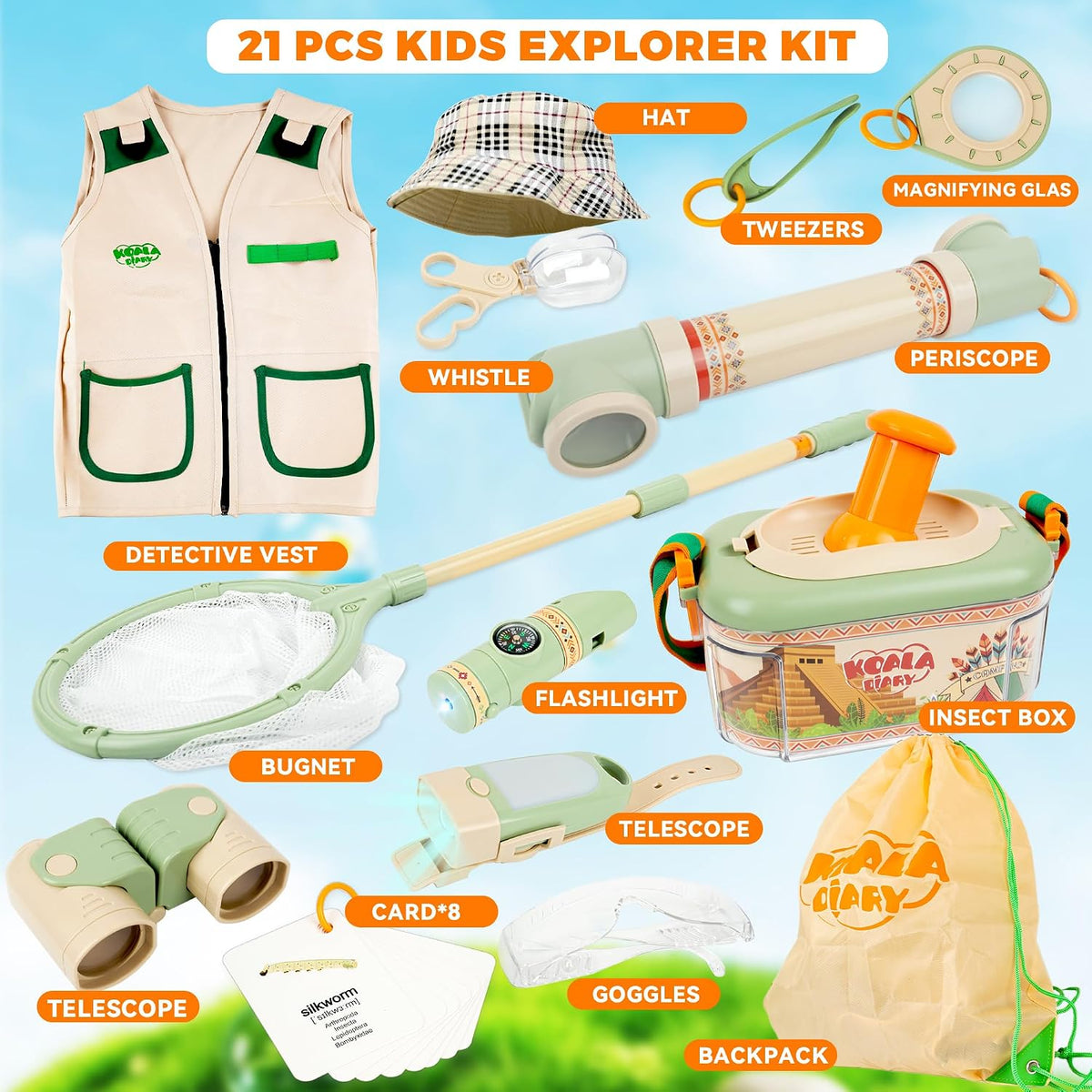 SMILESSKIDDO kids explorer kit with safari vest, hat, bug catcher and magnifying glass - view 3