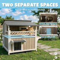 Outdoor & Indoor Wooden Cat House - 2-Story Condo – 30"W - image 2