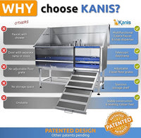 KANIS Professional Dog Washing Station - 304 Stainless Steel Pet Wash Sink & Grooming Bath Tub for Home with Ramp, Shower, Floor Grate, Storage Shelf, Faucet, Drain Kit for Large, Medium & Small Pets