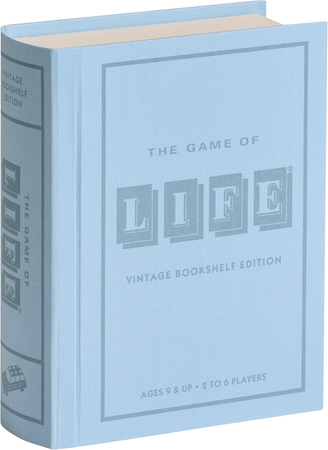 WS Game Company The Game of Life Vintage Bookshelf Edition board game in fabric book case