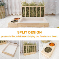 3 in 1 Rabbit Hay Feeder with Litter Box - 15.7in Style1 / Natural 1 - image 4