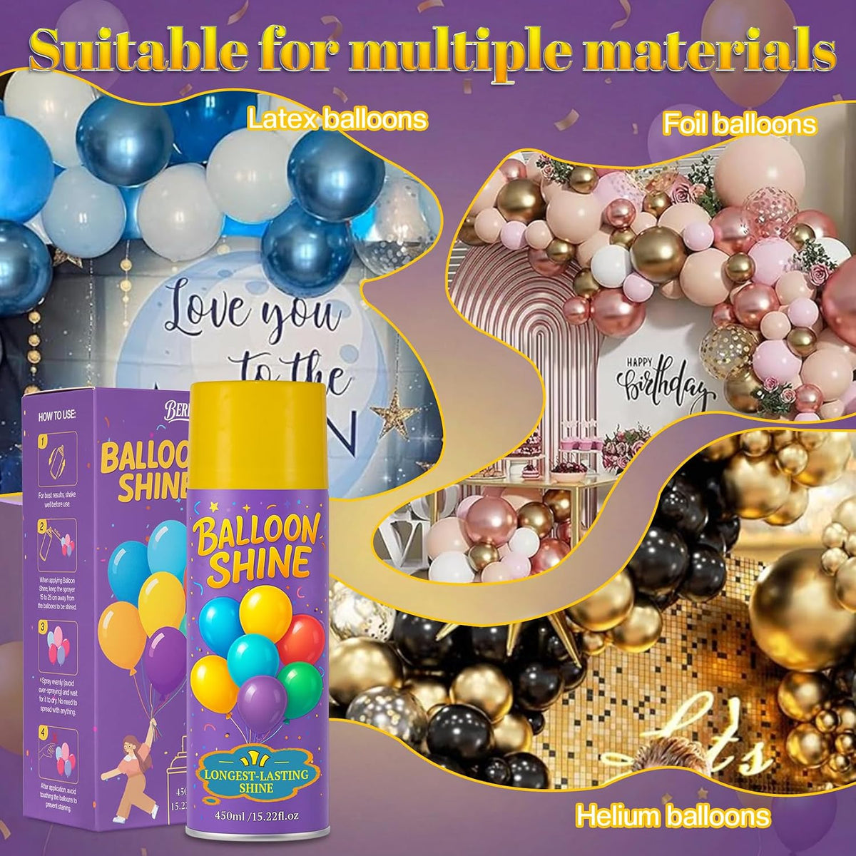 Balloon Shine Spray for Party : 15 oz Balloons Spray Silicone – Fun for Kids & Family - 15 OZ - image 2