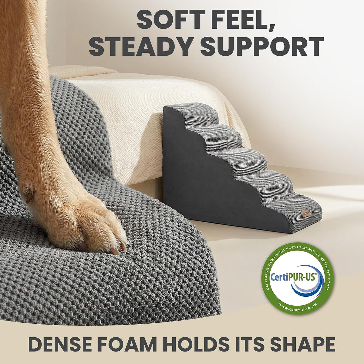 Miorun Dog Stairs for High Beds - Light Grey / 5.0 / Stairs 24.5"H - image 4