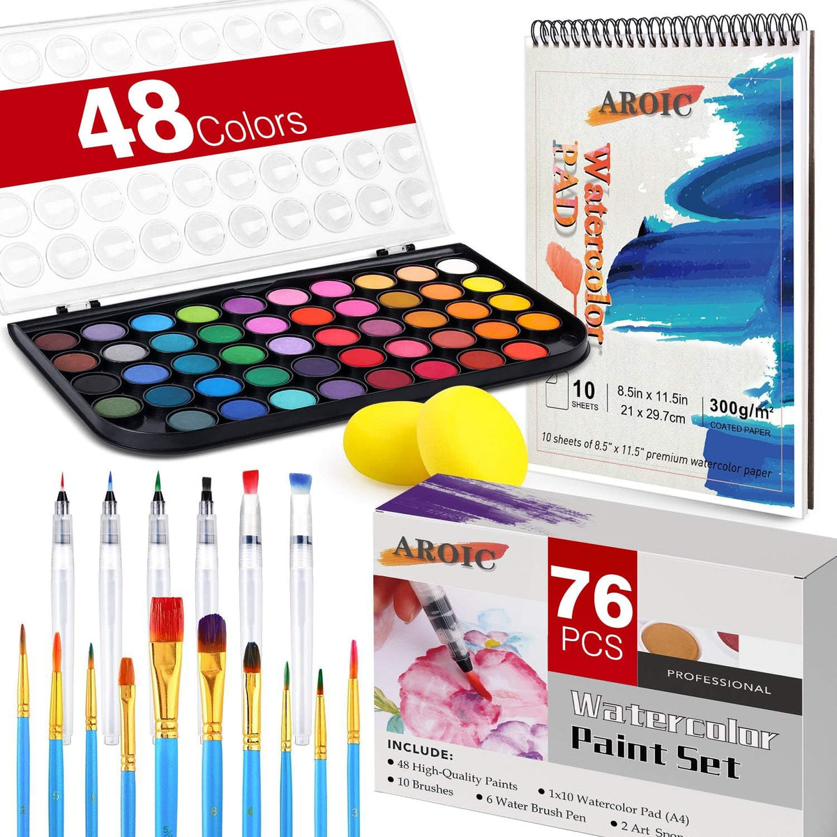 AROIC Watercolor Paint Set - 48 Watercolors