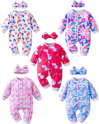 BABESIDE 5 Sets of Reborn Baby Doll Clothes, Headbands for 17 - Red