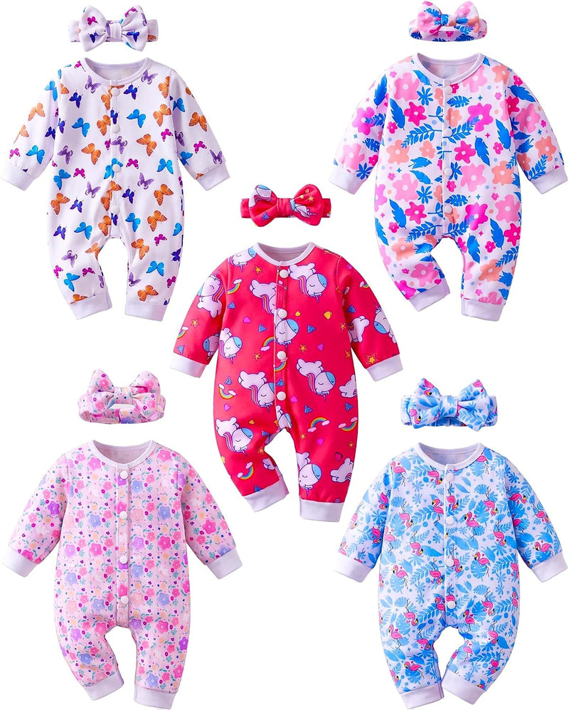 BABESIDE 5 Sets of Reborn Baby Doll Clothes, Headbands for 17 - Red
